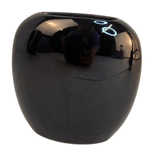 Russ Berrie Black Ceramic Decorative Small Vase 5054 - Picture 6 of 10